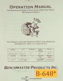 Benchmaster-Benchmaster 4 Ton OBI Press, Service operations and Parts List Manual Year 1950-4 Ton-01